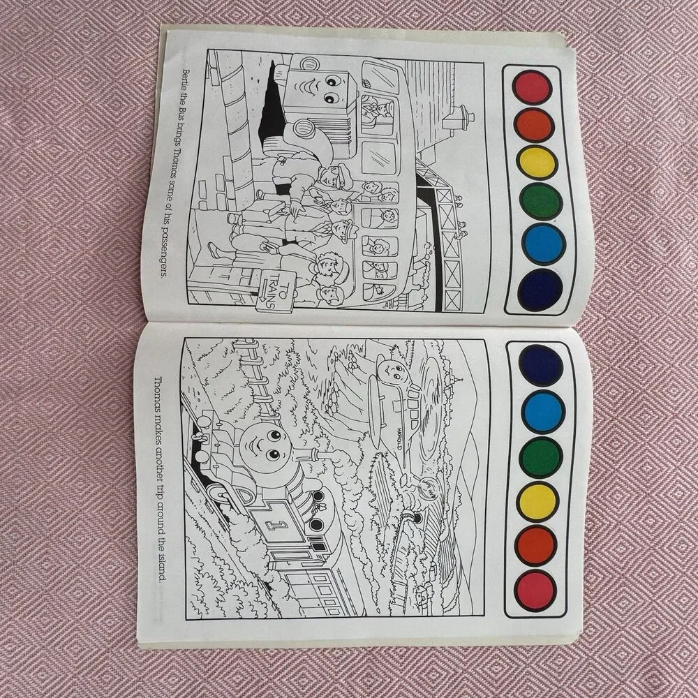 Vintage Thomas the Tank Engine Busy Day Paint Book + Puzzle Lot